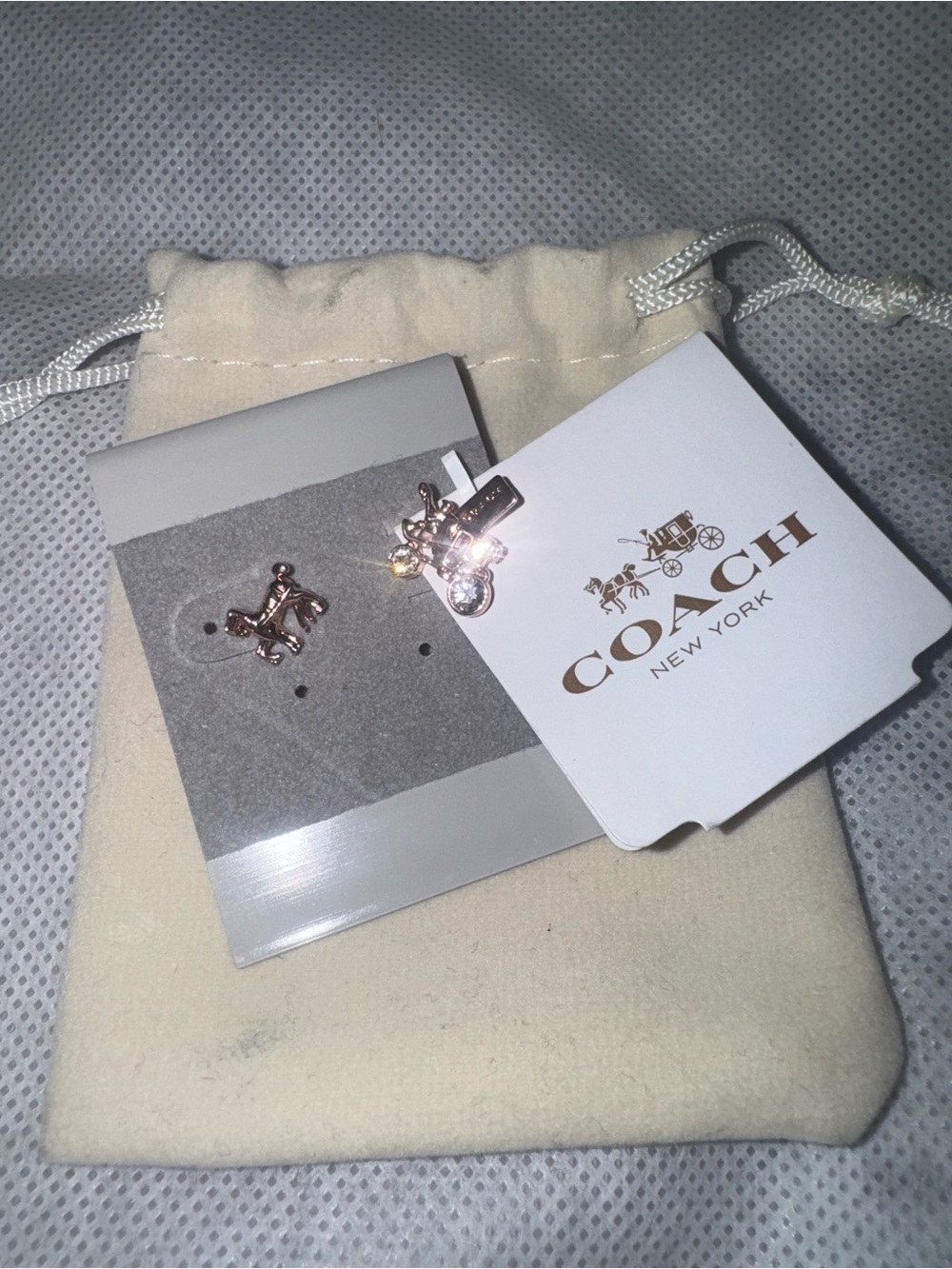 Coach horse and carriage gold tone earrings NWT - Picture 2 of 4